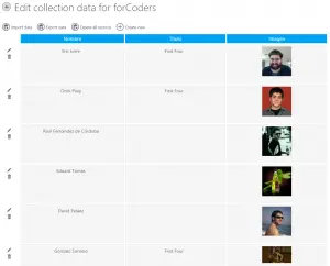 Imagen de AppStudio configurando qué datos se muestran en la Collection